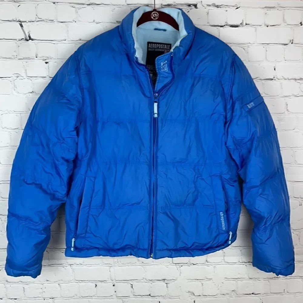Aeropostale Blue Zip Up, Down Jacket Size Medium